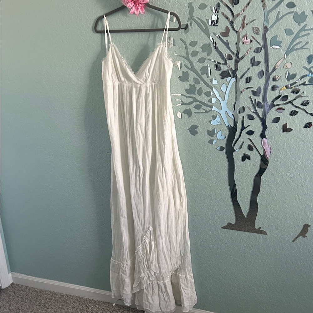 BCBGeneration White Textured Dress Cotton Size L